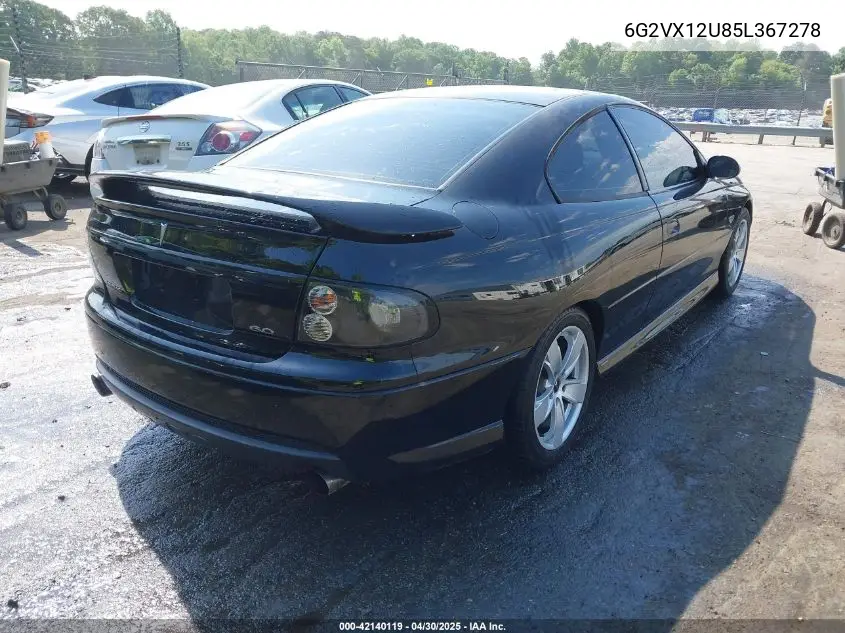 2005 Pontiac Gto VIN: 6G2VX12U85L367278 Lot: 42140119
