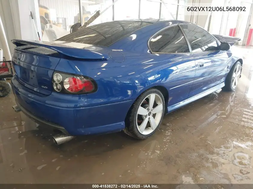 2006 Pontiac Gto VIN: 6G2VX12U06L568092 Lot: 41538272