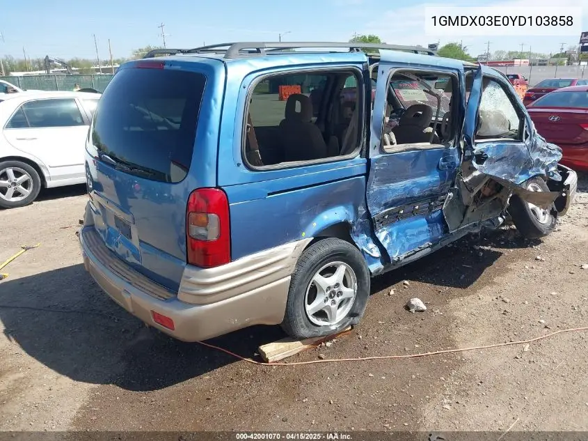 2000 Pontiac Montana M16 VIN: 1GMDX03E0YD103858 Lot: 42001070