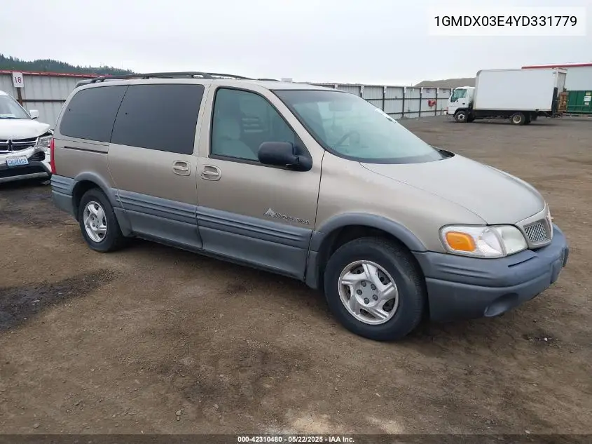 2000 Pontiac Montana M16 VIN: 1GMDX03E4YD331779 Lot: 42310480