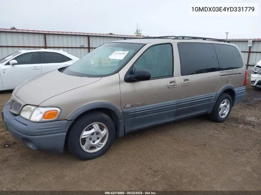 2000 Pontiac Montana M16 VIN: 1GMDX03E4YD331779 Lot: 42310480