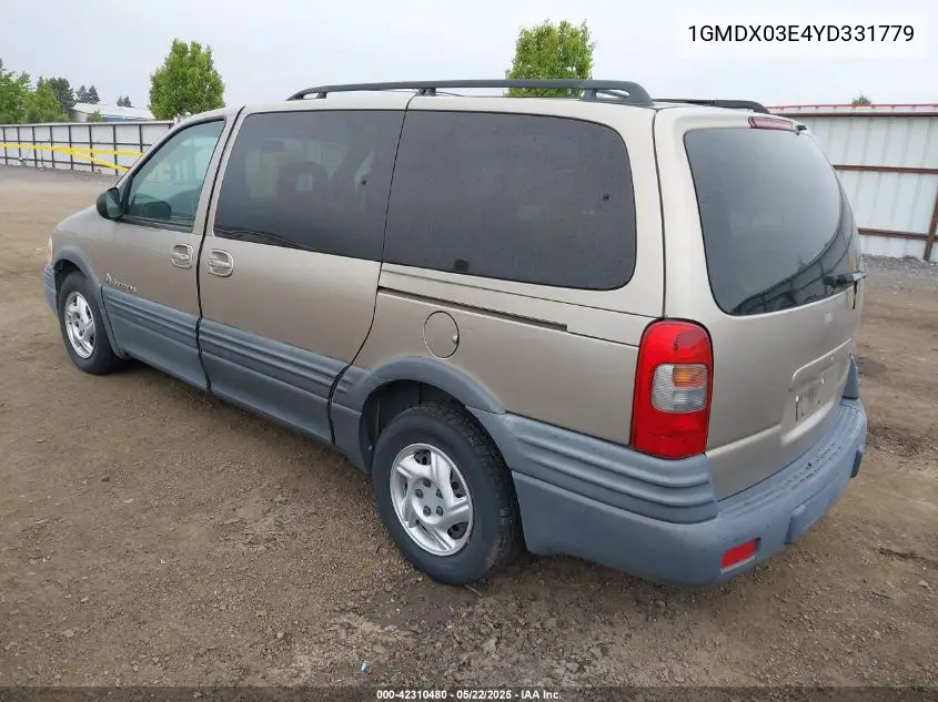 2000 Pontiac Montana M16 VIN: 1GMDX03E4YD331779 Lot: 42310480