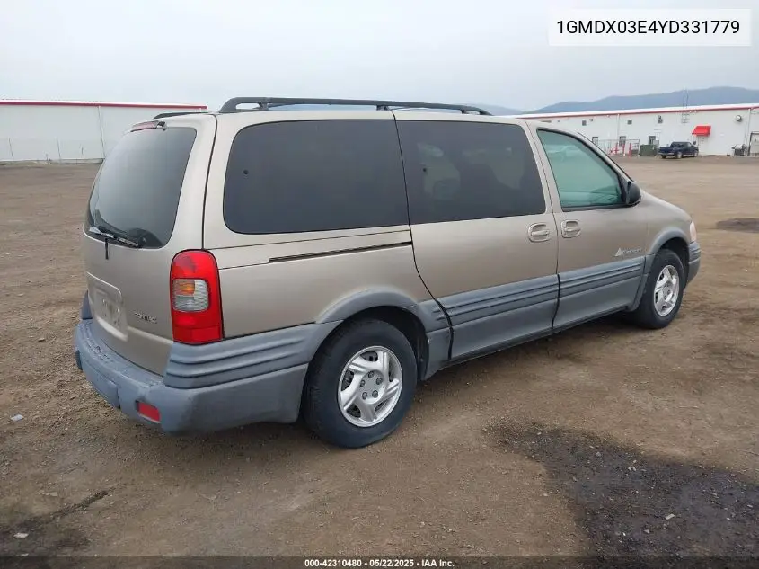 2000 Pontiac Montana M16 VIN: 1GMDX03E4YD331779 Lot: 42310480