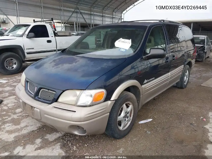 2000 Pontiac Montana M16 VIN: 1GMDX03E4YD269445 Lot: 42480573