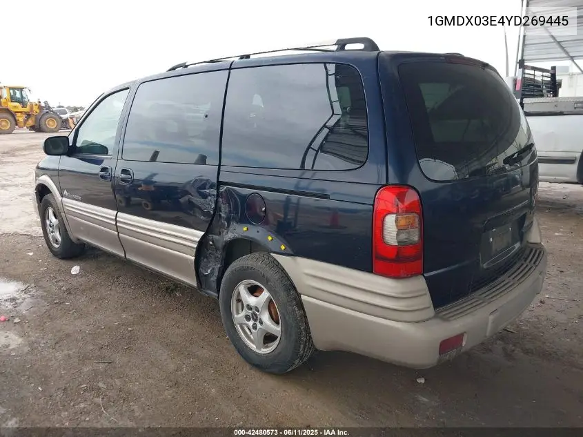 2000 Pontiac Montana M16 VIN: 1GMDX03E4YD269445 Lot: 42480573