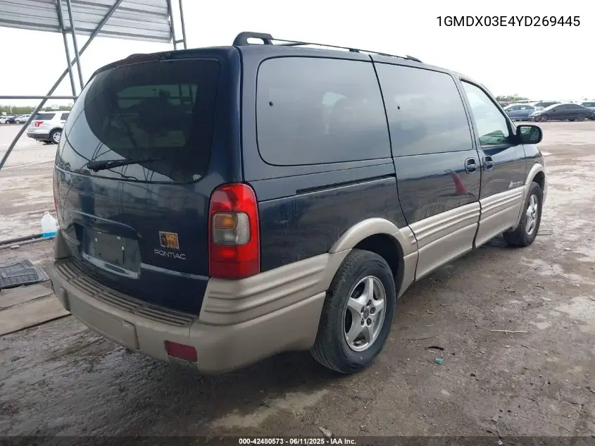 2000 Pontiac Montana M16 VIN: 1GMDX03E4YD269445 Lot: 42480573