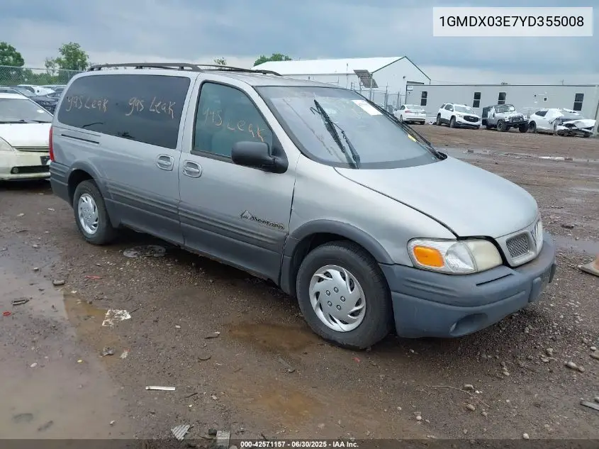 2000 Pontiac Montana M16 VIN: 1GMDX03E7YD355008 Lot: 42571157
