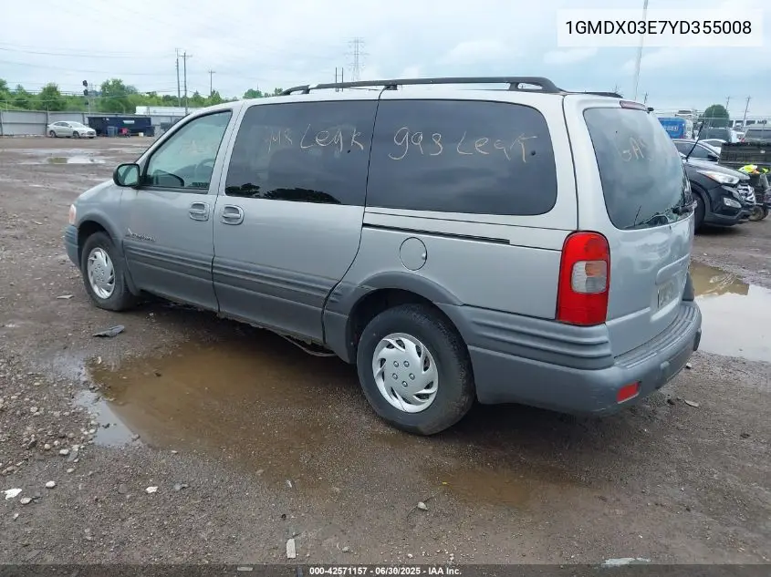 2000 Pontiac Montana M16 VIN: 1GMDX03E7YD355008 Lot: 42571157