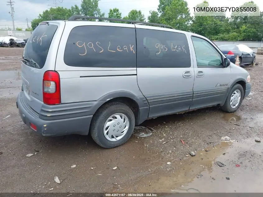 2000 Pontiac Montana M16 VIN: 1GMDX03E7YD355008 Lot: 42571157