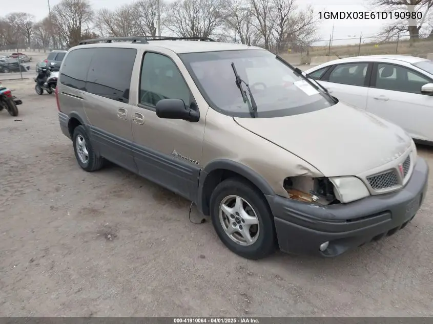 2001 Pontiac Montana M16 W/1Sd Pkg. VIN: 1GMDX03E61D190980 Lot: 41910064