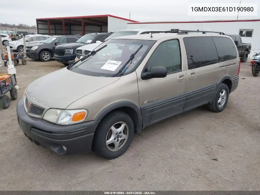 2001 Pontiac Montana M16 W/1Sd Pkg. VIN: 1GMDX03E61D190980 Lot: 41910064