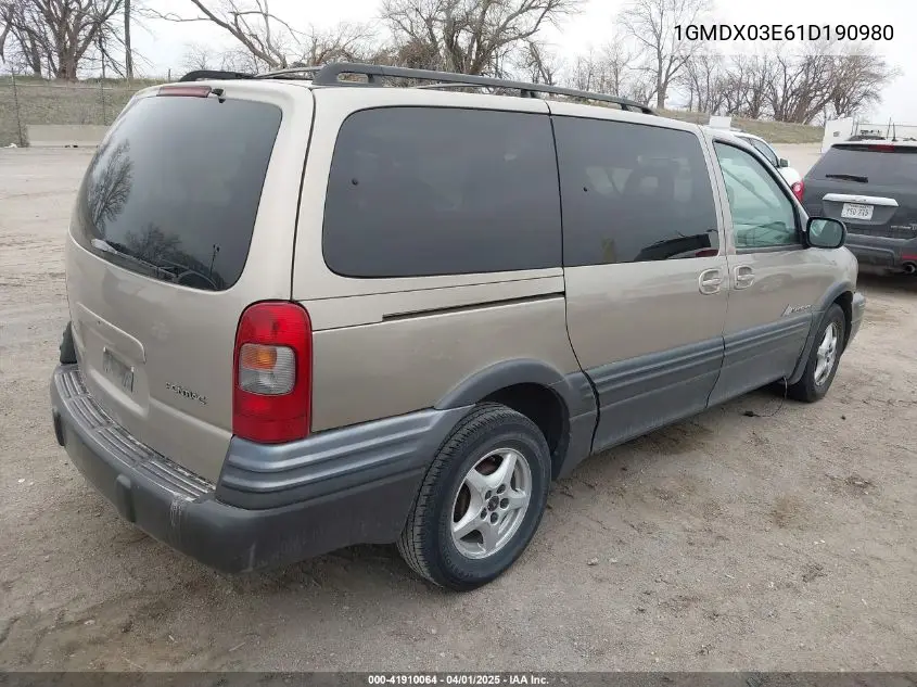 2001 Pontiac Montana M16 W/1Sd Pkg. VIN: 1GMDX03E61D190980 Lot: 41910064