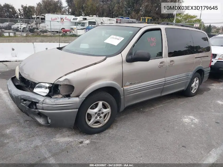 2003 Pontiac Montana M16 W/1Sa Pkg. VIN: 1GMDX03EX3D179645 Lot: 42030987