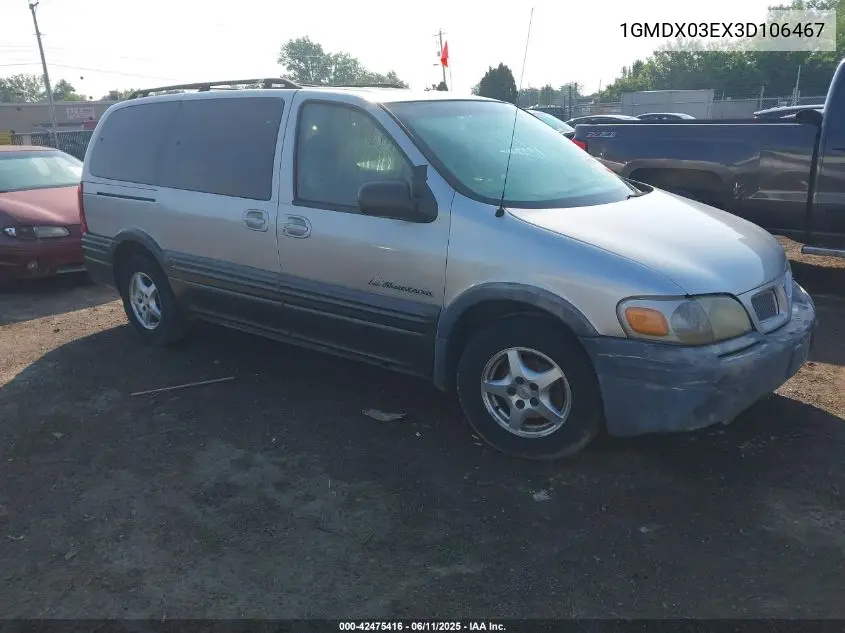 2003 Pontiac Montana M16 W/1Sv Pkg. VIN: 1GMDX03EX3D106467 Lot: 42475416