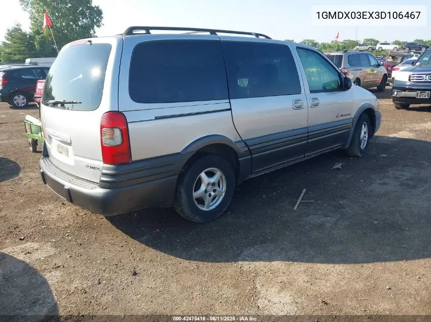 2003 Pontiac Montana M16 W/1Sv Pkg. VIN: 1GMDX03EX3D106467 Lot: 42475416