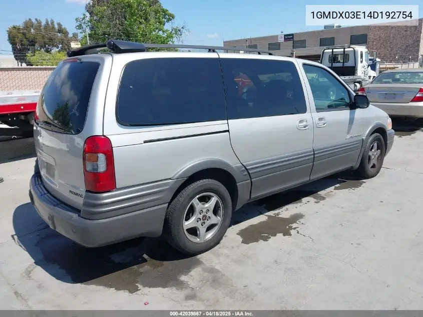 2004 Pontiac Montana M16 W/1Sa Pkg. VIN: 1GMDX03E14D192754 Lot: 42039867