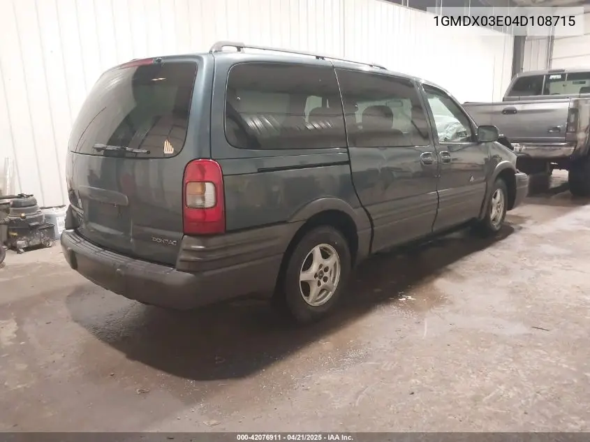 2004 Pontiac Montana M16 W/1Sa Pkg. VIN: 1GMDX03E04D108715 Lot: 42076911