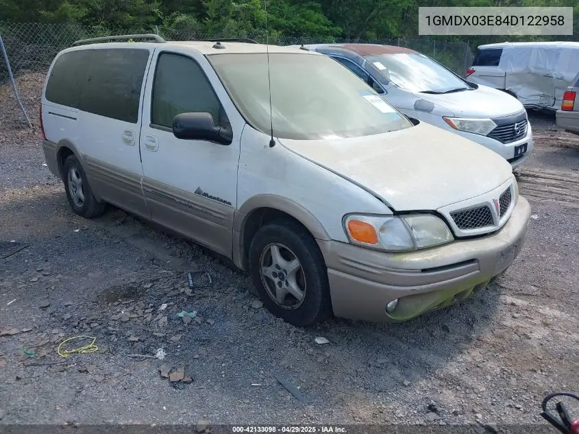 2004 Pontiac Montana M16 W/1Sa Pkg. VIN: 1GMDX03E84D122958 Lot: 42133098