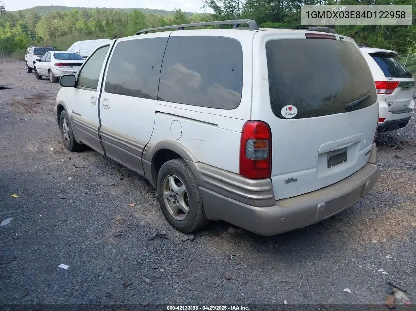 2004 Pontiac Montana M16 W/1Sa Pkg. VIN: 1GMDX03E84D122958 Lot: 42133098