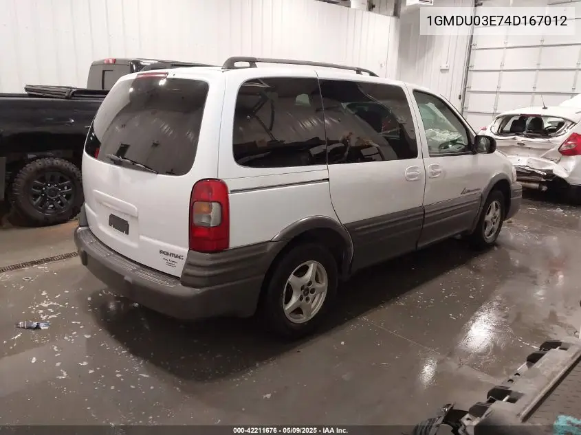 2004 Pontiac Montana N16 VIN: 1GMDU03E74D167012 Lot: 42211676
