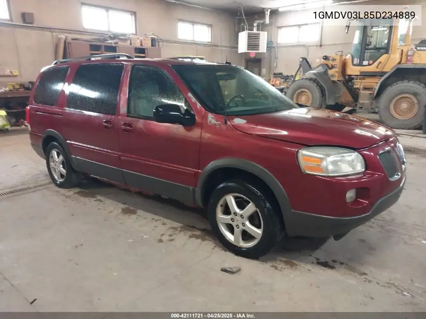 2005 Pontiac Montana Sv6 Fwd VIN: 1GMDV03L85D234889 Lot: 42111721