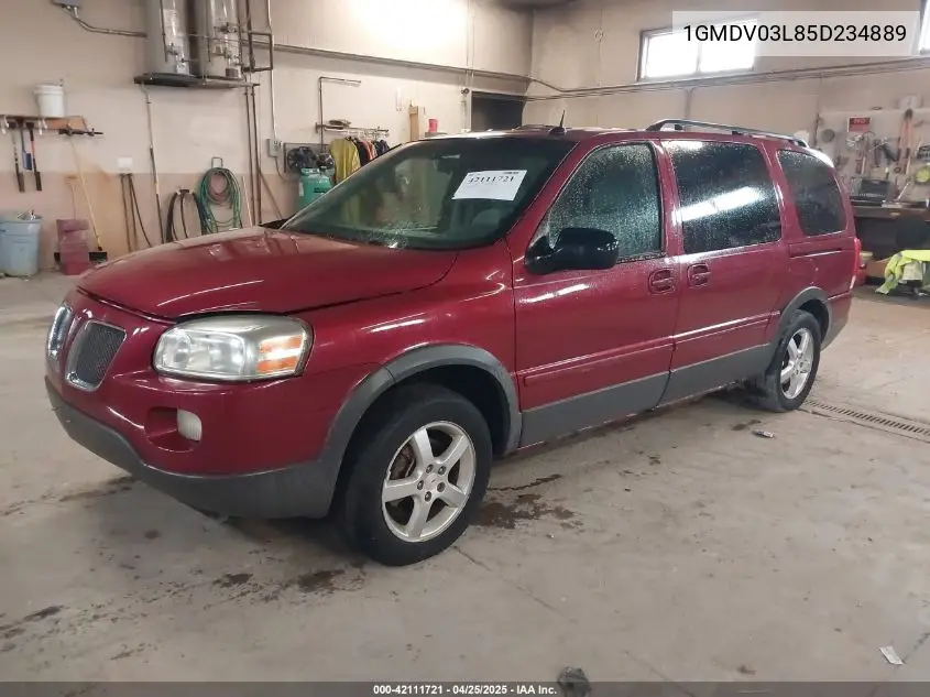 2005 Pontiac Montana Sv6 Fwd VIN: 1GMDV03L85D234889 Lot: 42111721