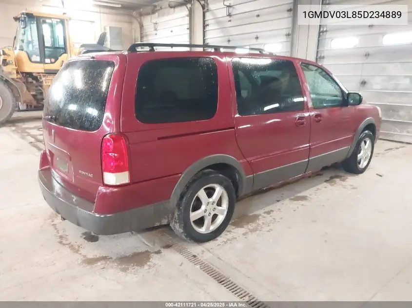 2005 Pontiac Montana Sv6 Fwd VIN: 1GMDV03L85D234889 Lot: 42111721