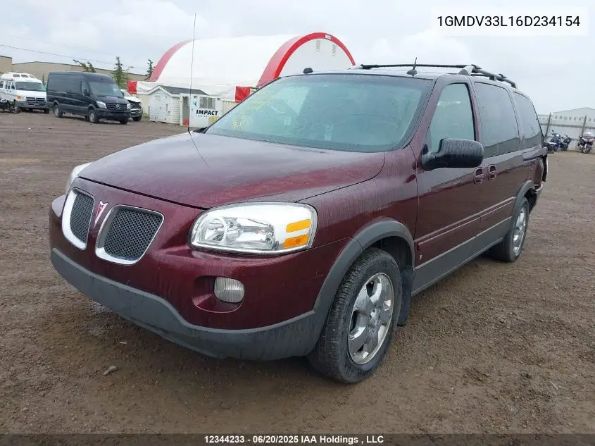 2006 Pontiac Montana Sv6 Sv6 VIN: 1GMDV33L16D234154 Lot: 12344233