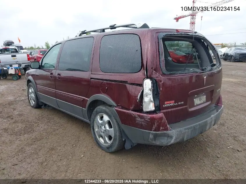 2006 Pontiac Montana Sv6 Sv6 VIN: 1GMDV33L16D234154 Lot: 12344233