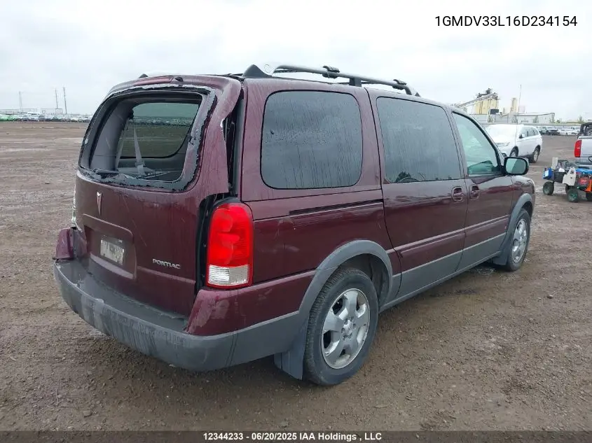2006 Pontiac Montana Sv6 Sv6 VIN: 1GMDV33L16D234154 Lot: 12344233