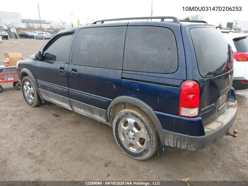 2007 Pontiac Montana Sv6 Sv6 VIN: 1GMDU03147D206253 Lot: 12289060