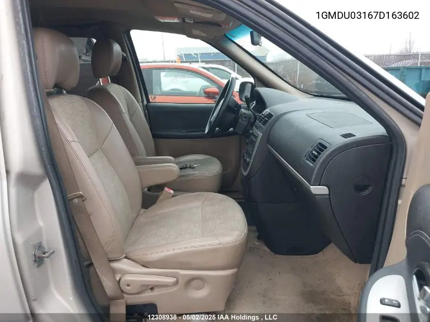 2007 Pontiac Montana Sv6 Sv6 VIN: 1GMDU03167D163602 Lot: 12308938X