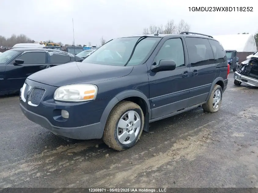 2008 Pontiac Montana Sv6 Sv6 VIN: 1GMDU23WX8D118252 Lot: 12308971X