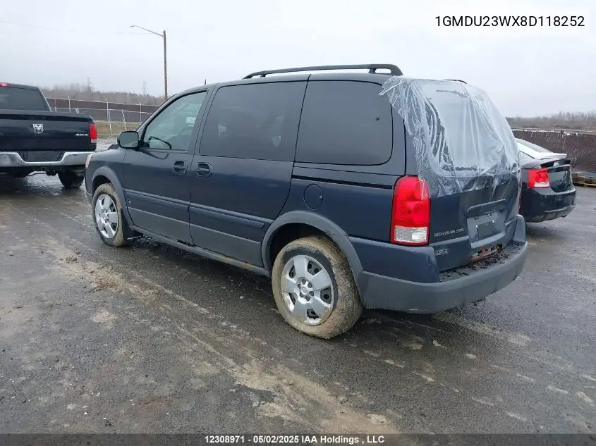 2008 Pontiac Montana Sv6 Sv6 VIN: 1GMDU23WX8D118252 Lot: 12308971X