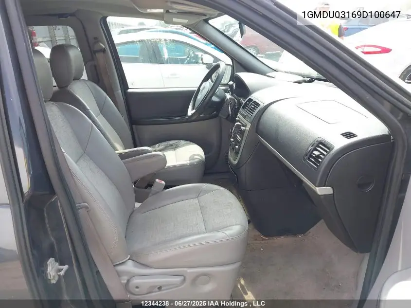 2009 Pontiac Montana Sv6 Sv6 VIN: 1GMDU03169D100647 Lot: 12344238