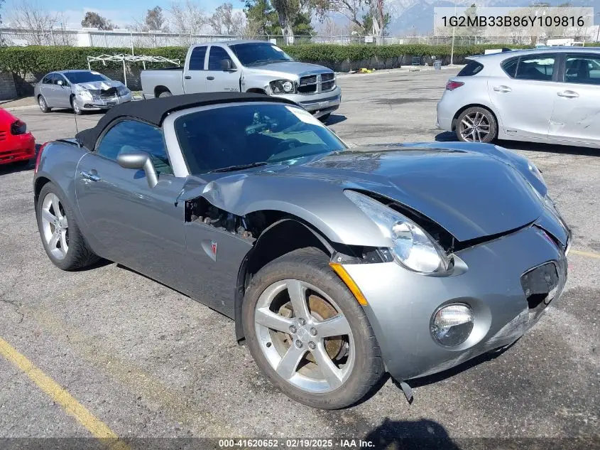 2006 Pontiac Solstice VIN: 1G2MB33B86Y109816 Lot: 41620652