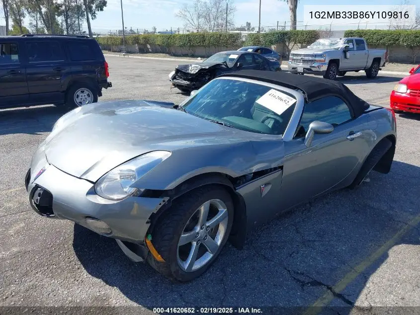 2006 Pontiac Solstice VIN: 1G2MB33B86Y109816 Lot: 41620652
