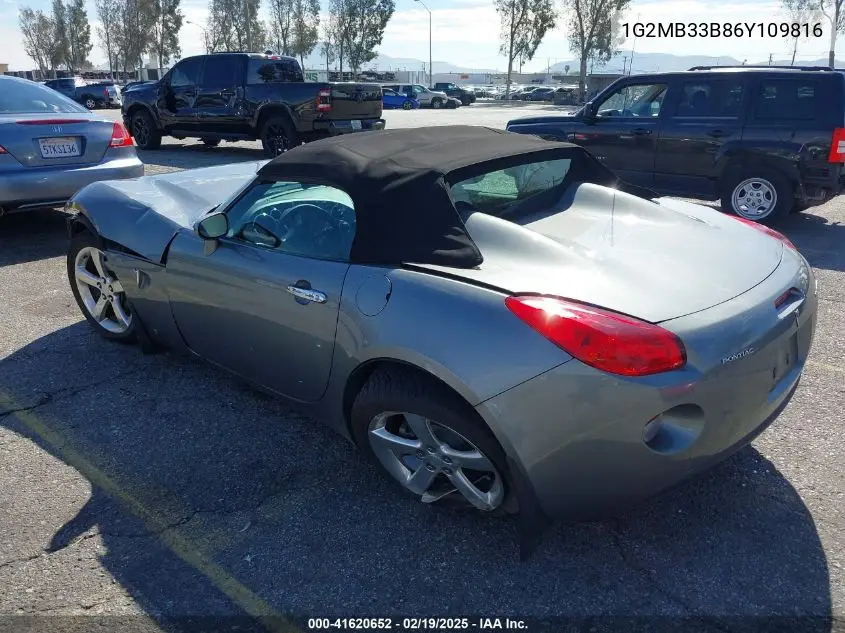 2006 Pontiac Solstice VIN: 1G2MB33B86Y109816 Lot: 41620652
