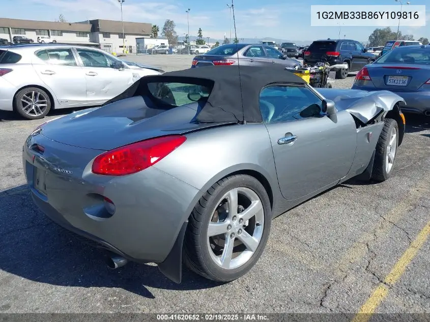 2006 Pontiac Solstice VIN: 1G2MB33B86Y109816 Lot: 41620652