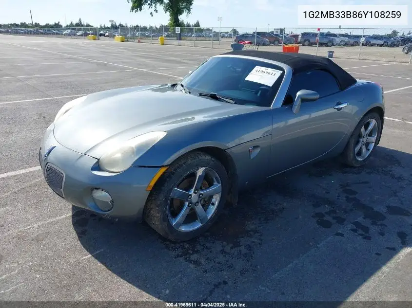 2006 Pontiac Solstice VIN: 1G2MB33B86Y108259 Lot: 41969611