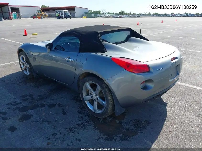 2006 Pontiac Solstice VIN: 1G2MB33B86Y108259 Lot: 41969611