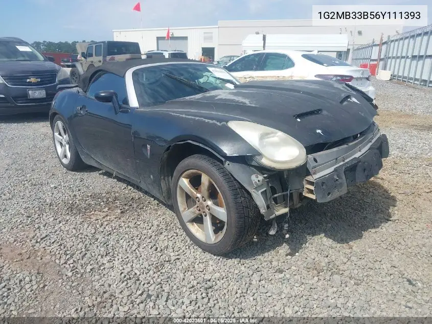 2006 Pontiac Solstice VIN: 1G2MB33B56Y111393 Lot: 42023601