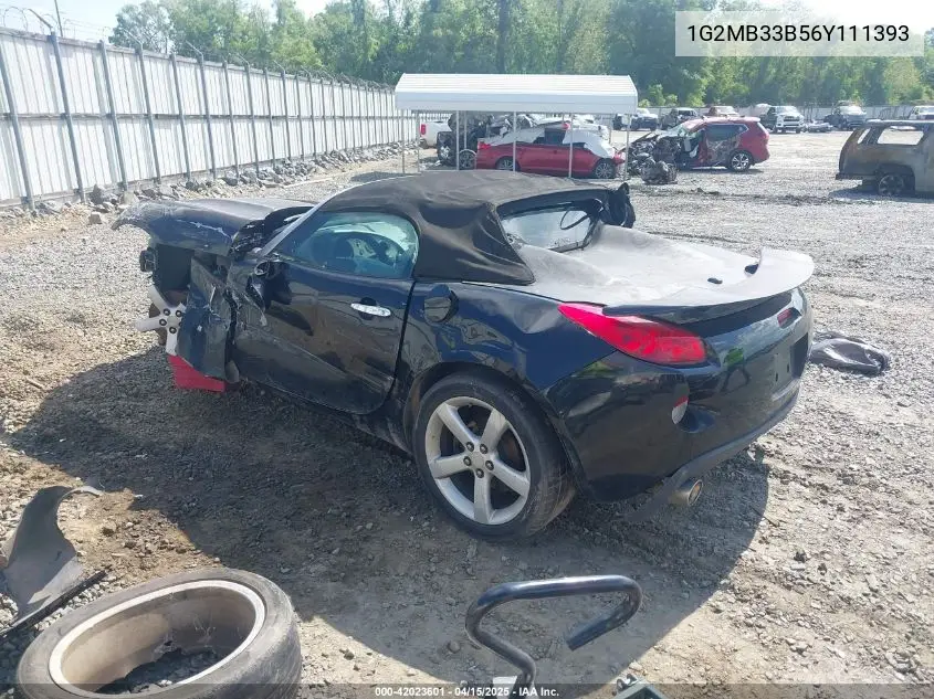 2006 Pontiac Solstice VIN: 1G2MB33B56Y111393 Lot: 42023601