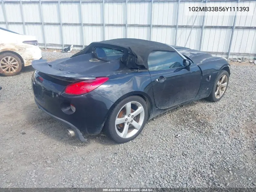 2006 Pontiac Solstice VIN: 1G2MB33B56Y111393 Lot: 42023601