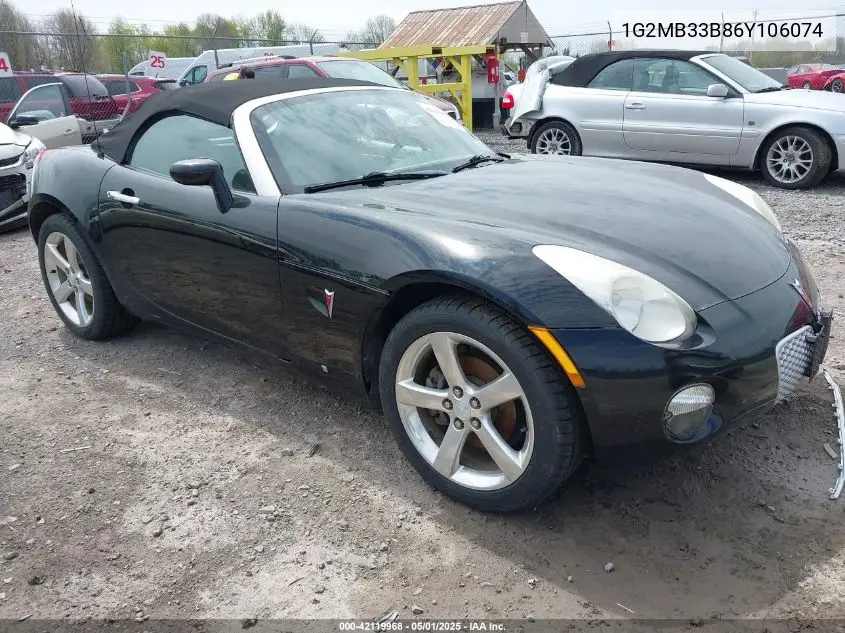 2006 Pontiac Solstice VIN: 1G2MB33B86Y106074 Lot: 42119968