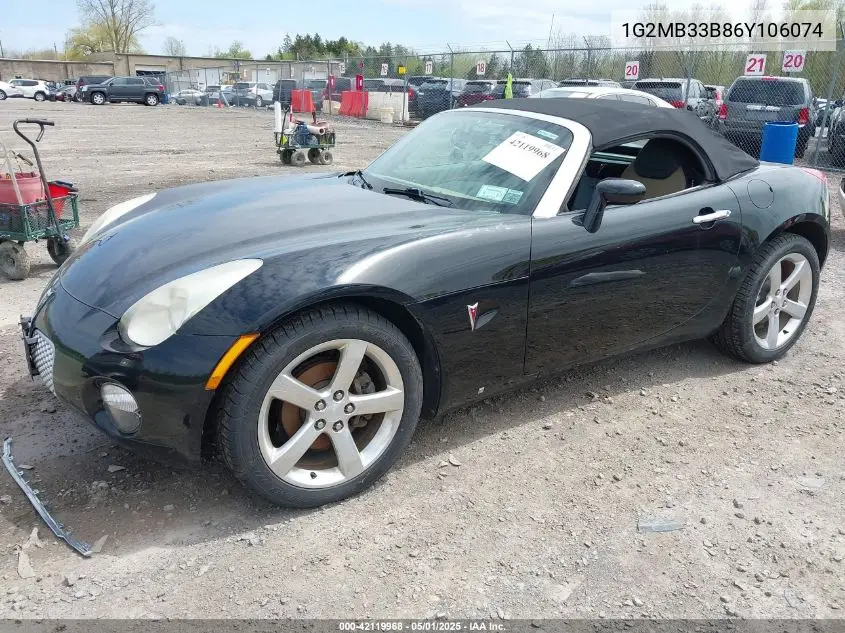 2006 Pontiac Solstice VIN: 1G2MB33B86Y106074 Lot: 42119968