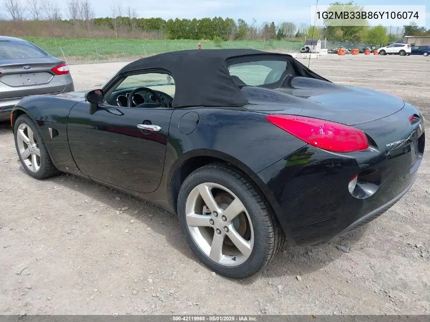 2006 Pontiac Solstice VIN: 1G2MB33B86Y106074 Lot: 42119968