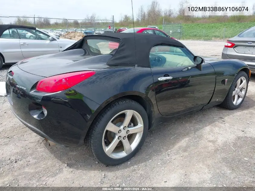 2006 Pontiac Solstice VIN: 1G2MB33B86Y106074 Lot: 42119968