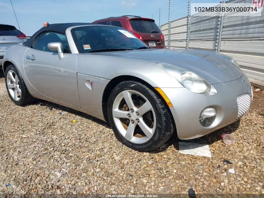 2006 Pontiac Solstice VIN: 1G2MB33B36Y000714 Lot: 42125345