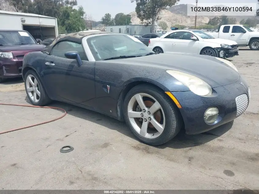 2006 Pontiac Solstice VIN: 1G2MB33B46Y100594 Lot: 42142202